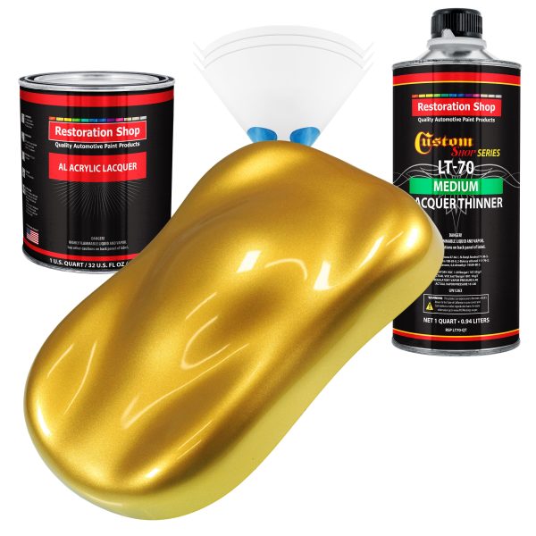 Saturn Gold Firemist - Acrylic Lacquer Auto Paint - Complete Quart Paint Kit with Medium Thinner - Pro Automotive Car Truck Guitar Refinish Coating Online