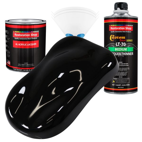 Boulevard Black - Acrylic Lacquer Auto Paint - Complete Quart Paint Kit with Medium Thinner - Professional Automotive Car Truck Refinish Coating Cheap