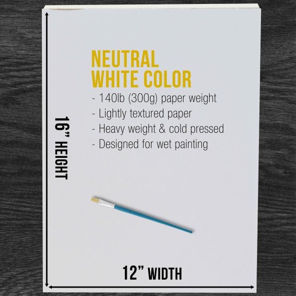 U.S. Art Supply 12  x 16  Heavyweight Watercolor Painting Paper Pad, Pack of 2, 12 Sheets Each, 140lb 300gsm, Cold Pressed Acid-Free, Wet Mixed Media For Discount - Image 3