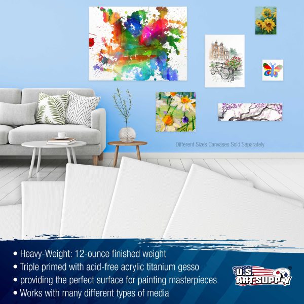 8 x 16 inch Stretched Canvas 12-Ounce Triple Primed, 6-Pack - Professional Artist Quality White Blank 3 4  Profile, 100% Cotton, Heavy-Weight Gesso Sale - Image 4