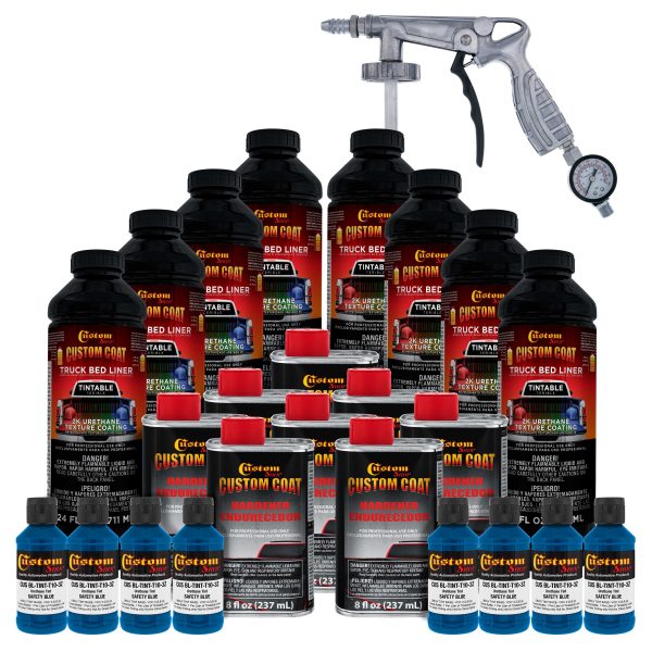 Safety Blue 2 Gallon Urethane Spray-On Truck Bed Liner Kit with Spray Gun and Regulator - Easy Mixing, Shake, Shoot - Textured Protective Coating Online now